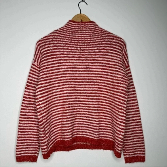 Anthropologie Red Stripe Linnea Mock Neck Sweater Size XS - Picture 7 of 11